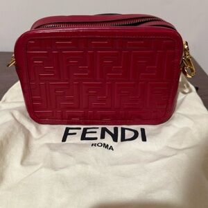 Authentic FENDI  Bold Crimson Red Crossbody Bag